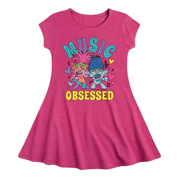Trolls - Music Obsessed Poppy and Branch - Toddler & Youth Girls Fit & Flare Dress