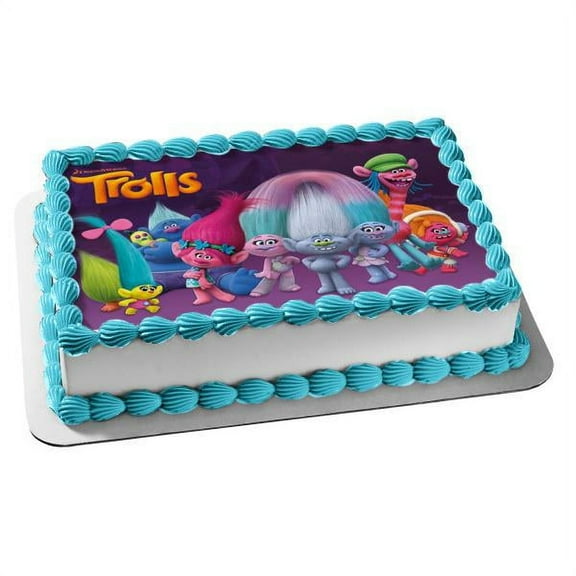 Trolls Party Princess Poppy Branch Creek Cooper Guy Diamond Edible Cake Topper Image ABPID00896