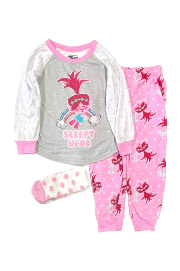 Pink & White Polka Dot Poppy Pajamas PJs Sleep Set & Socks XS