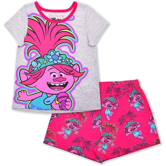 Trolls Poppy Girls 2 Piece Short Set (Loungewear Style), 4-6X