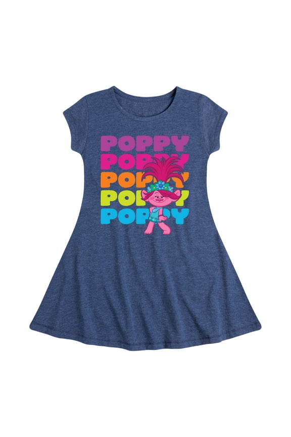 - Poppy Stacked Name - Toddler & Youth Girls Fit & Flare Dress