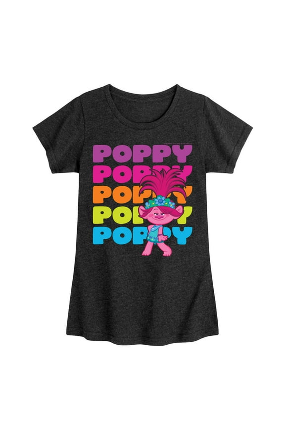 - Poppy Stacked Name - Toddler & Youth Girls Short Sleeve Graphic T-Shirt