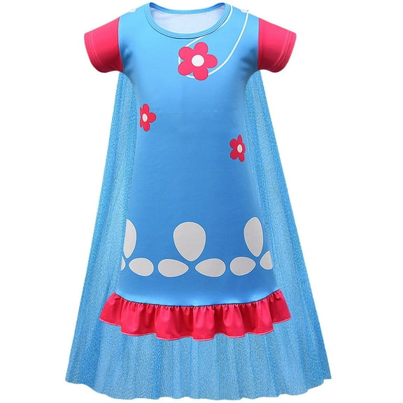 Trolls Princess Costumes for Girls, Halloween Cosplay Outfits Fancy Dress, 2-7Y