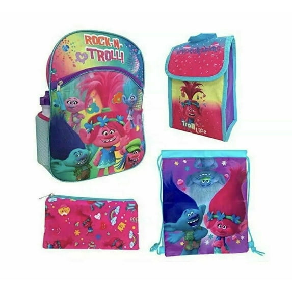 Trolls Rock - N- Troll 16" School Backpack - 5 Piece Set