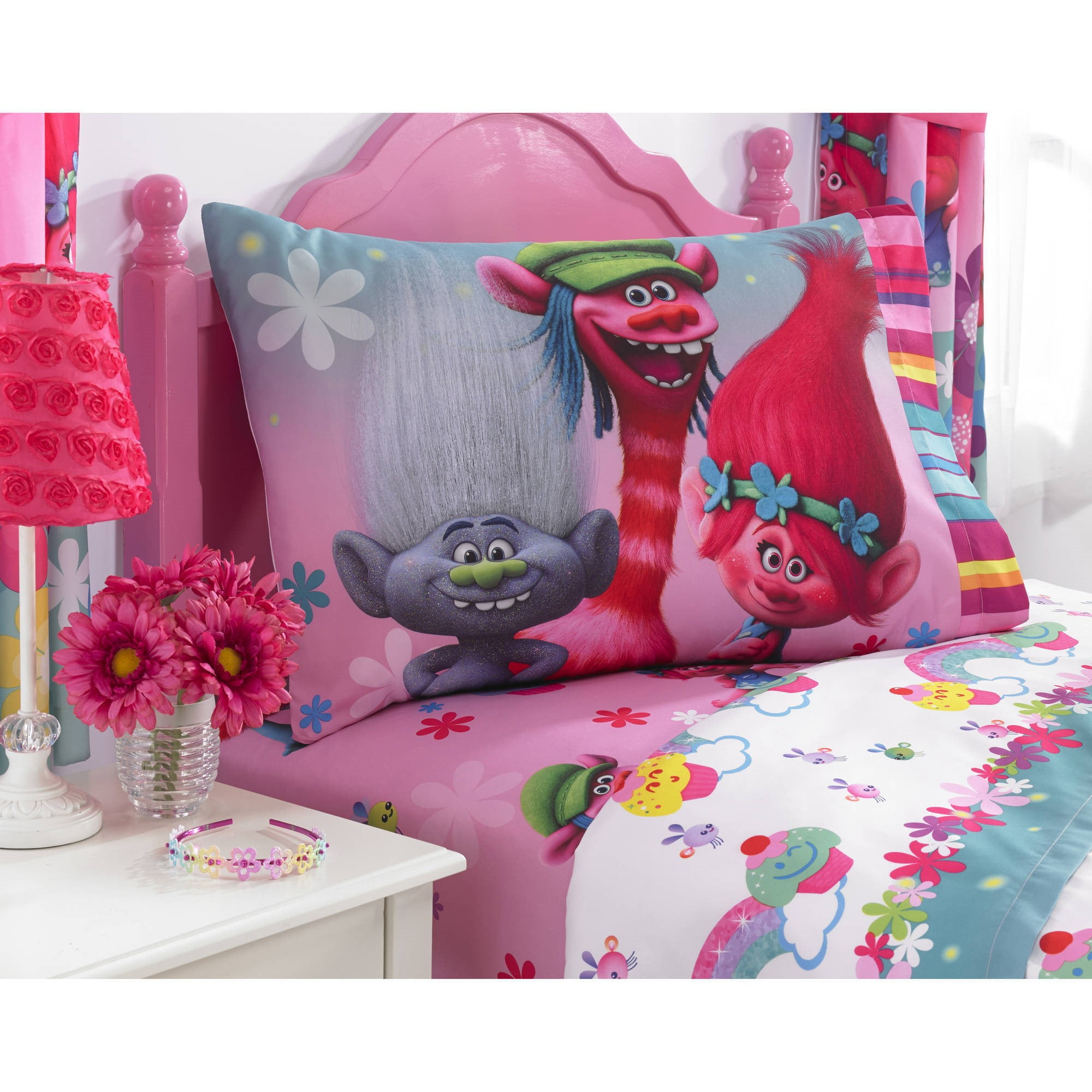 Trolls Brandclub Trolls Show Me a Smile Kids Bed Sheet Set Pink