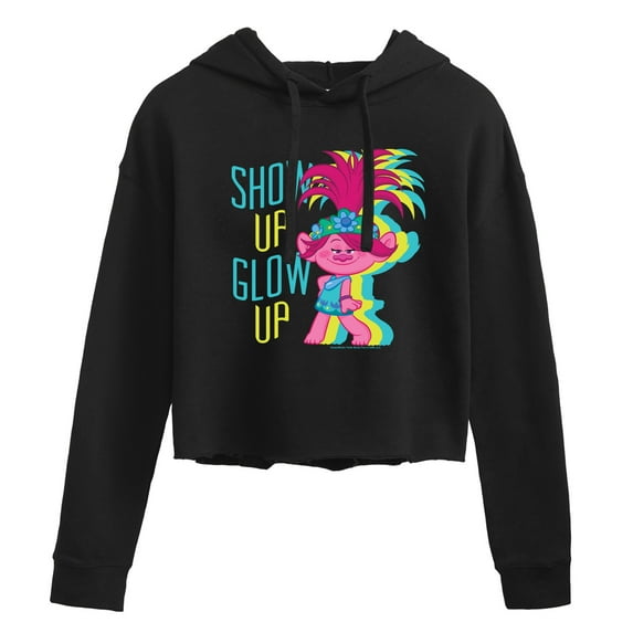 Trolls - Show Up Glow Up Poppy - Juniors Cropped Pullover Hoodie