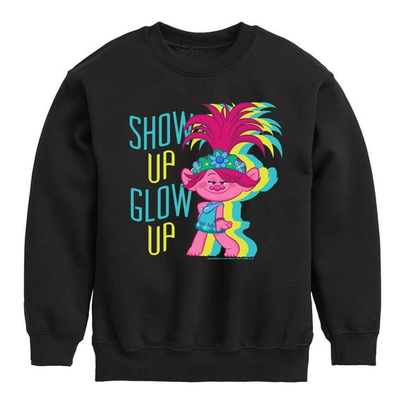 Trolls - Show Up Glow Up Poppy - Toddler & Youth Crewneck Fleece Sweatshirt