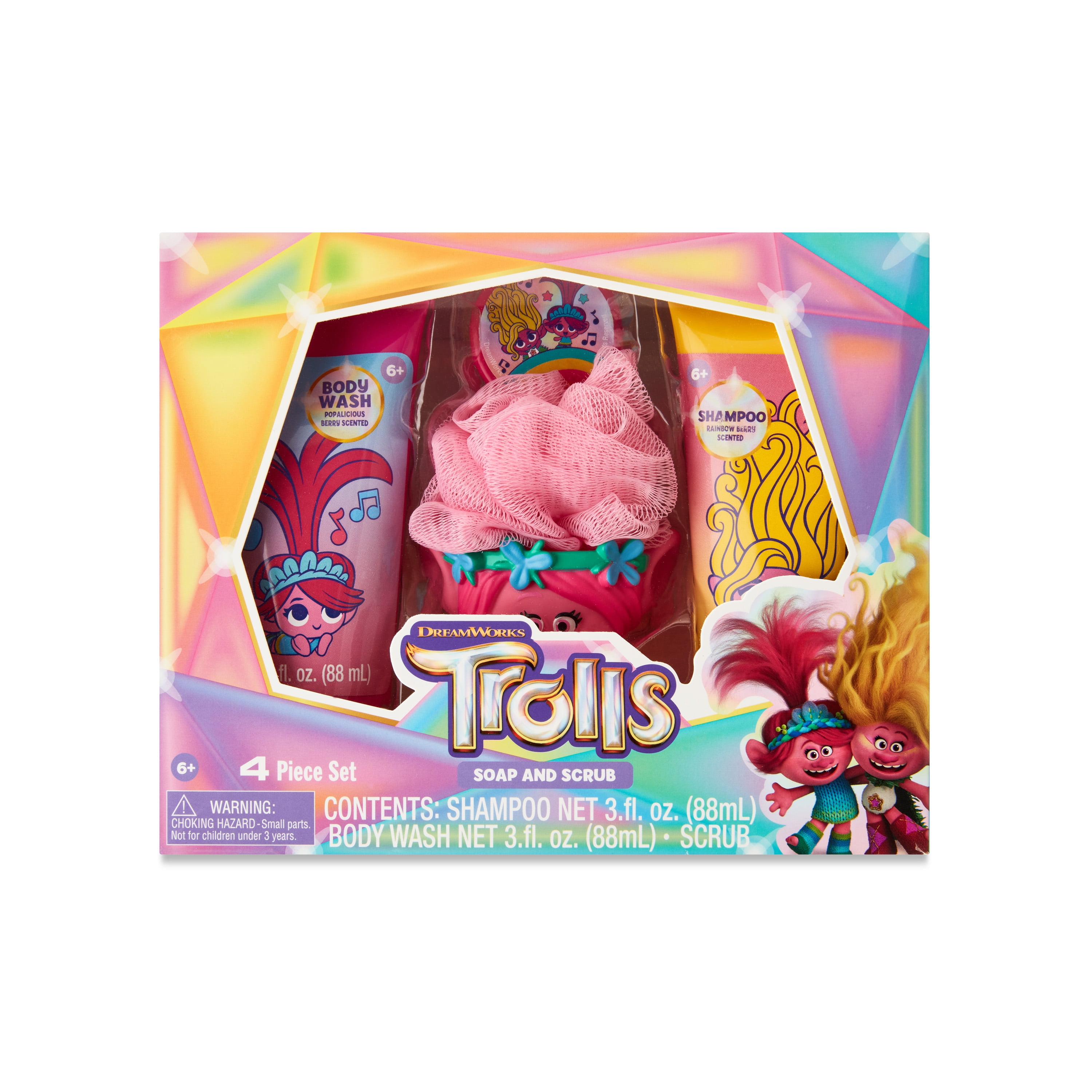 Trolls Soap and Scrub Set, Popalicious Berry and Rainbow Berry Scents, 4 Pieces, Child Age 3+