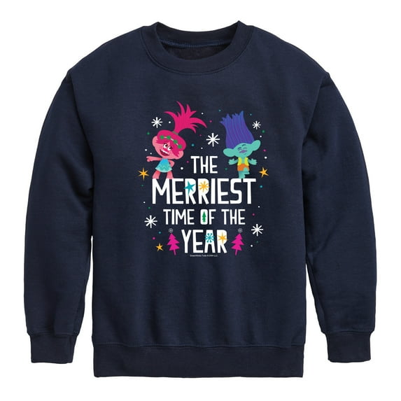 Trolls - The Merriest Time Of The Year Poppy and Branch - Toddler & Youth Crewneck Fleece Sweatshirt