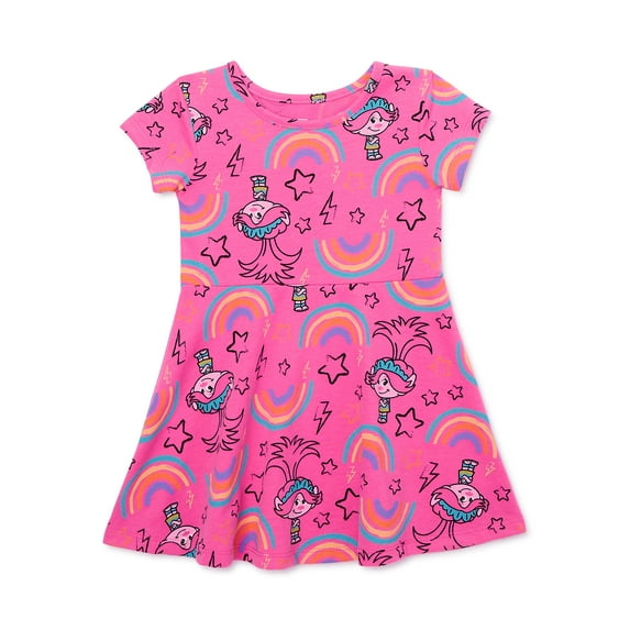 Trolls Toddler Girl Print Skater Dress, Sizes 12M-5T