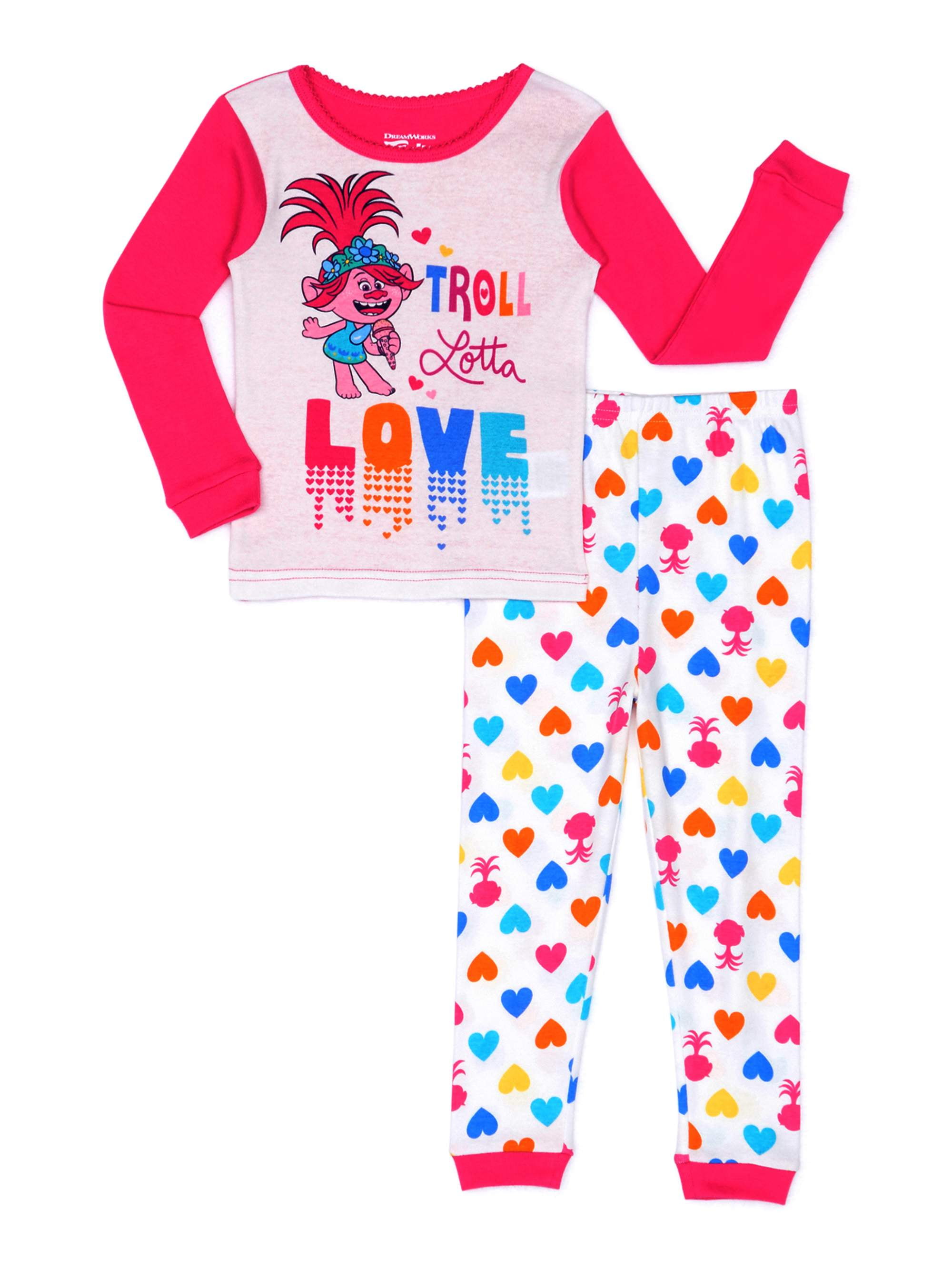 Trolls Toddler Girls Snug Fit Cotton Long Sleeve Pajamas 2pc Set 2T 5T Walmart