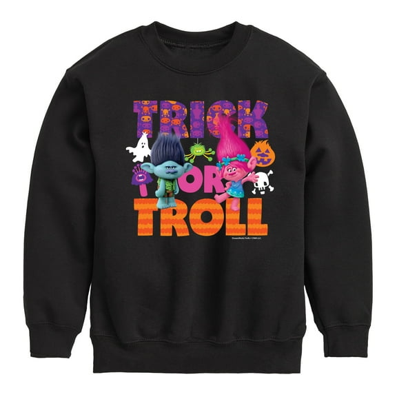 Trolls - Trick Or Troll Branch and Poppy - Toddler & Youth Crewneck Fleece Sweatshirt