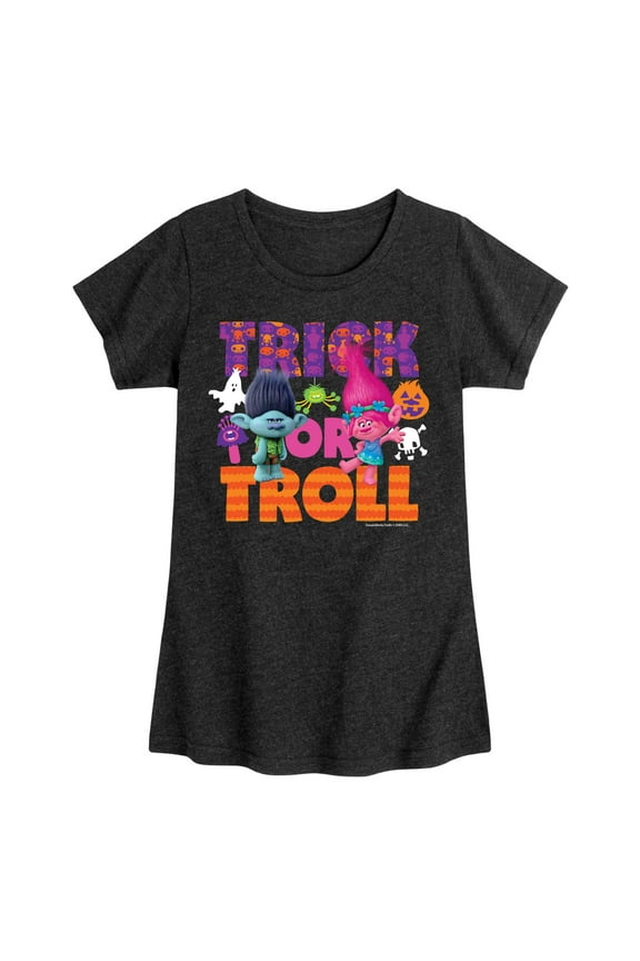 - Trick Or Troll Branch and Poppy - Toddler & Youth Girls Short Sleeve Graphic T-Shirt