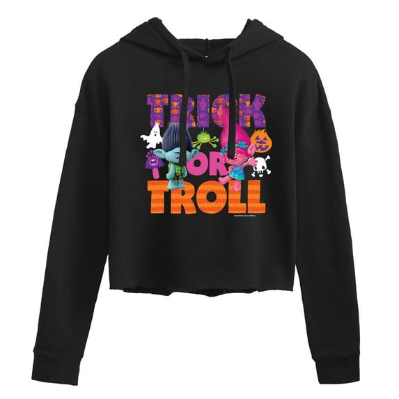 Trolls - Trick Or Troll Branch and Poppy - Juniors Cropped Pullover Hoodie