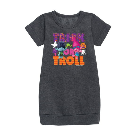 Trolls - Trick Or Troll Branch and Poppy  - Toddler & Youth Girls Fleece Dress