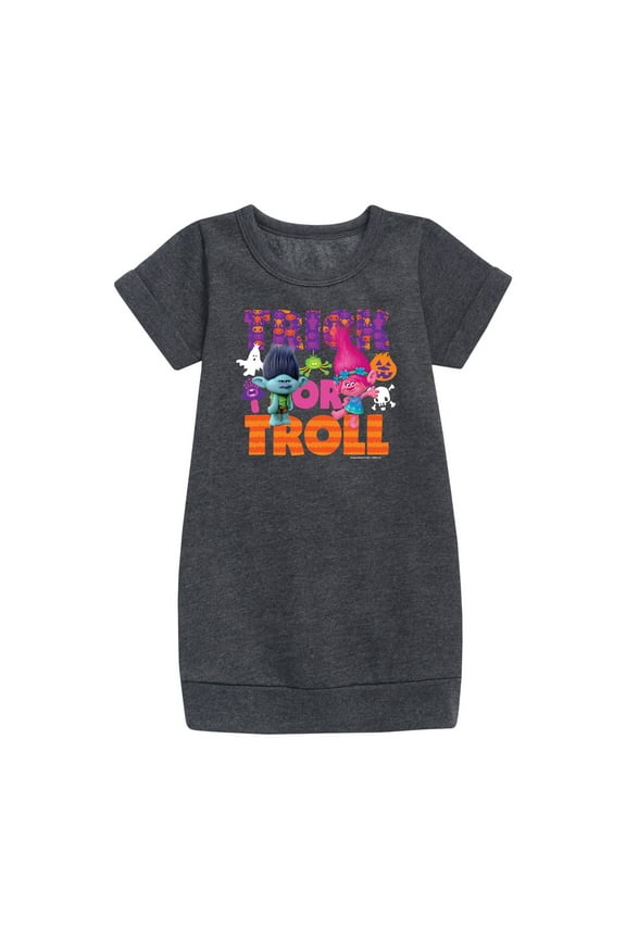 - Trick Or Troll Branch and Poppy  - Toddler & Youth Girls Fleece Dress