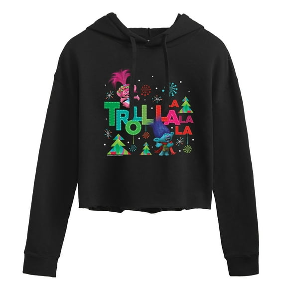 Trolls - Troll La La La La Branch and Poppy - Juniors Cropped Pullover Hoodie