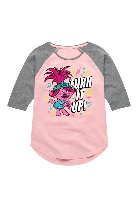 - Turn It Up Poppy - Toddler & Youth Girls Raglan Graphic T-Shirt