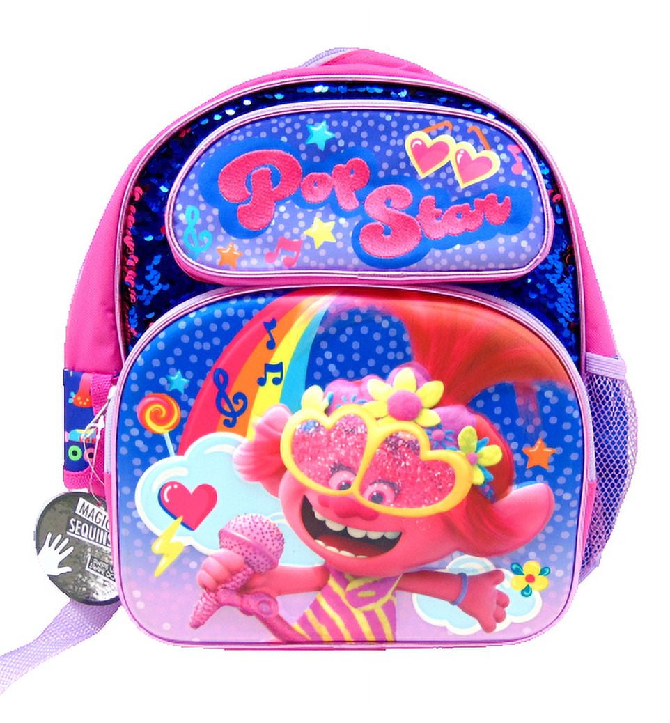 Trolls World Tour 12 Inch Sequin Backpack Featuring Poppy 