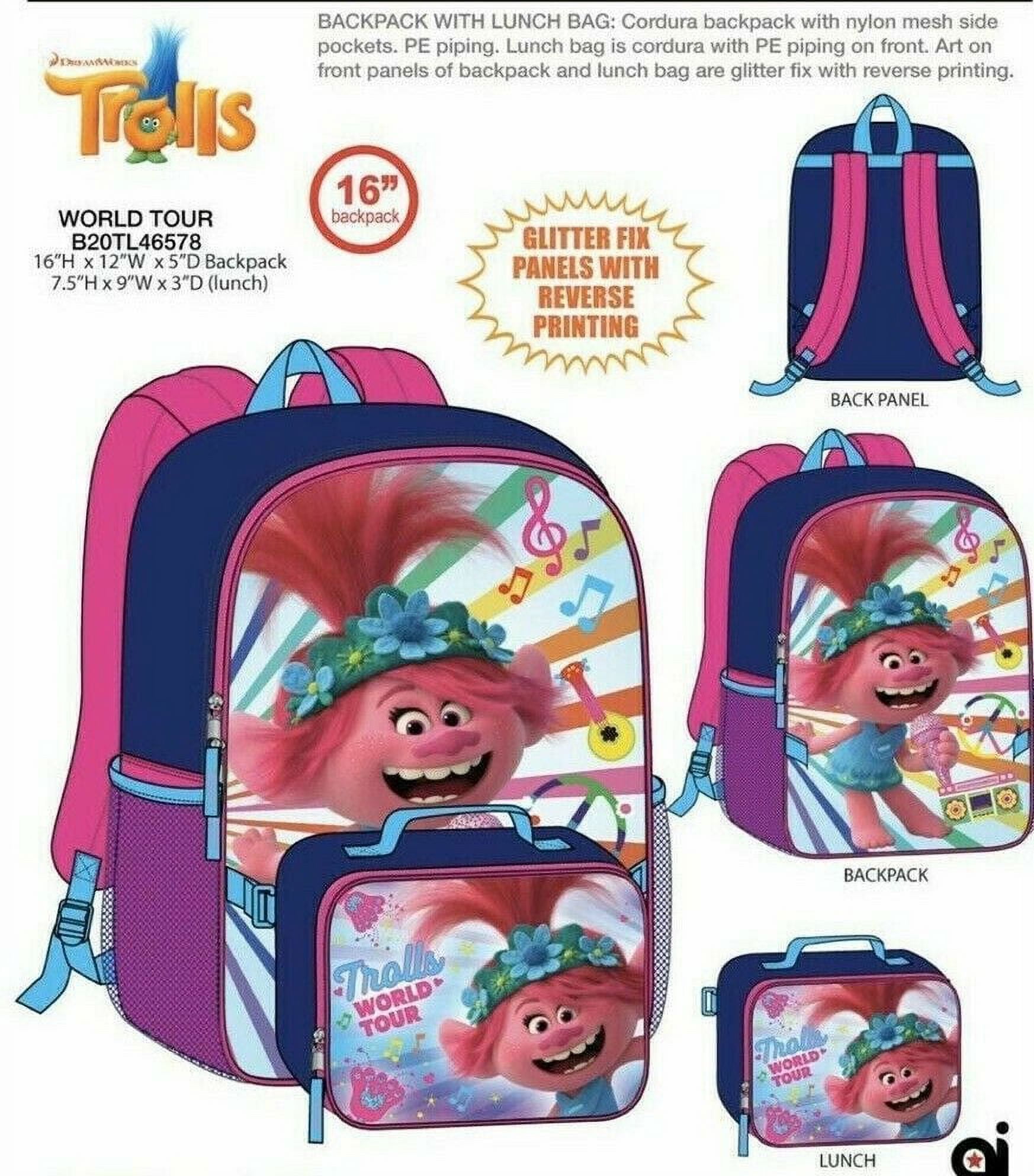 TROLLS Backpack and Lunch Box NeW Sparkly Book Bag With Lunchbox POPPY NWT