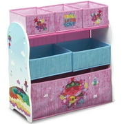 Trolls Toy Storage Childrens Bedroom, Living Room Adjustable 6- Tiers Fabric Storage Shelves with Reusable Vinyl Cling Stickers, Multicolor, 1 Pack