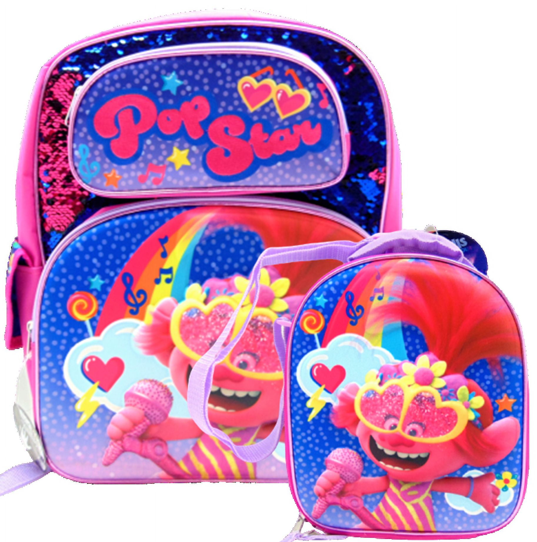 Trolls Backpack 16 and Detachable Insulated Lunch Bag Poppy Guy Music Is  Life - Walmart.com