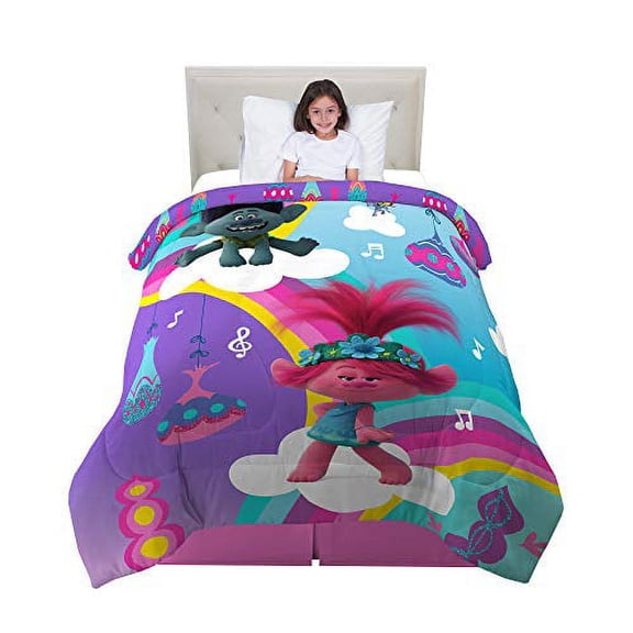 Franco Kids Bedding Super Soft Microfiber Reversible Comforter, Twin/Full Size 72" x 86", Trolls World Tour