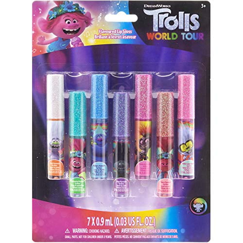 TOWNLEYGIRL Townley Girl Trolls World Tour Super Sparkly 7 Pack Party Favor Lip Gloss, 7 CT