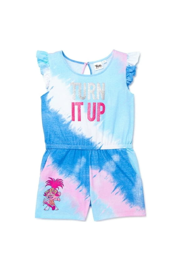 Trolls World Tour Turn It Up Poppy Flutter Sleeve Girl's Romper XS (4-5)