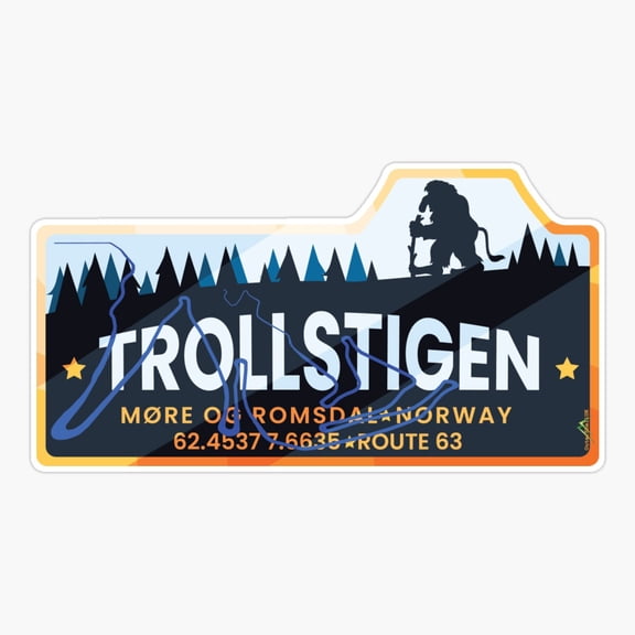 Trollstigen The Troll Road Norway Scenic Mountain Travel Sticker