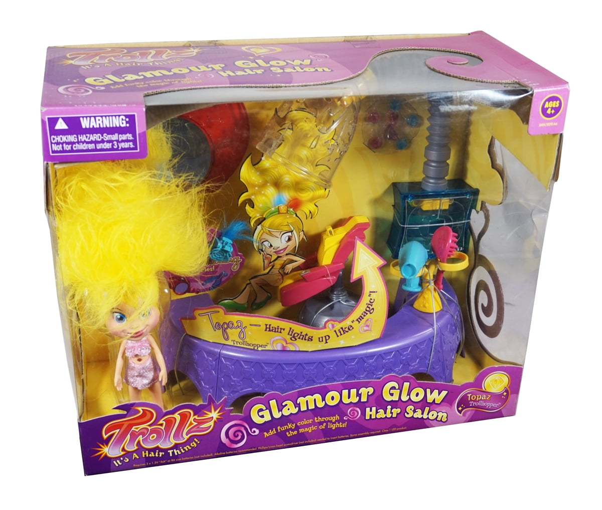Trollz Glamour Glow Hair Salon Topaz Figure Set with Trolls Doll