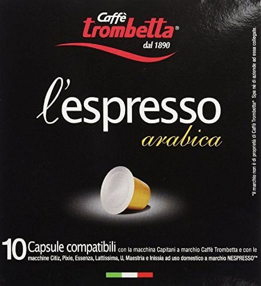 Trombetta Nespresso Italian Coffee - 10 Capsules (L'espresso Arabica  Instant Espresso Coffee Arabica - Compatible Nespresso Espresso Coffee Pods  