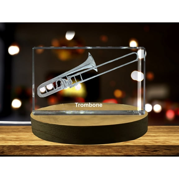 Trombone 3D Engraved Crystal 3D Engraved Crystal Keepsake/Gift/Decor/Collectible/Souvenir