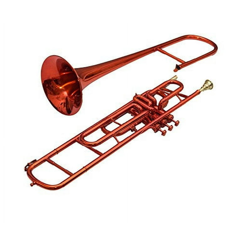 Sai Musical Bb Key Brass Trombone in Red Color for Learners Sai Musical Bb Key Brass Trombone in Red Color for Learners