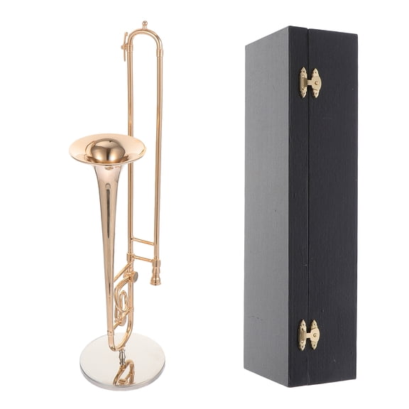 UKCOCO Copper Craft Trombone Model Golden Desktop Ornament for Decor 1Pc
