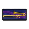 thumbnail image 1 of Trombone Music Instrument Silhouette Applique Multi-Color Embroidered Iron-On Patch - 3.5 Inch Large, 1 of 5