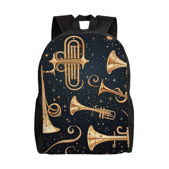 Trombone Musical Instruments Art Laptop Backpack, Padded 15.6 Inch Computer Compartment, Casual Travel Work Daypack