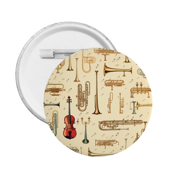 Trombone Musical Instruments Art Vintage Round Button Pin Badge 5PCS Pinback Buttons Lapel Pin for Jacket, Backpack, Hat, Party Favor, Gift