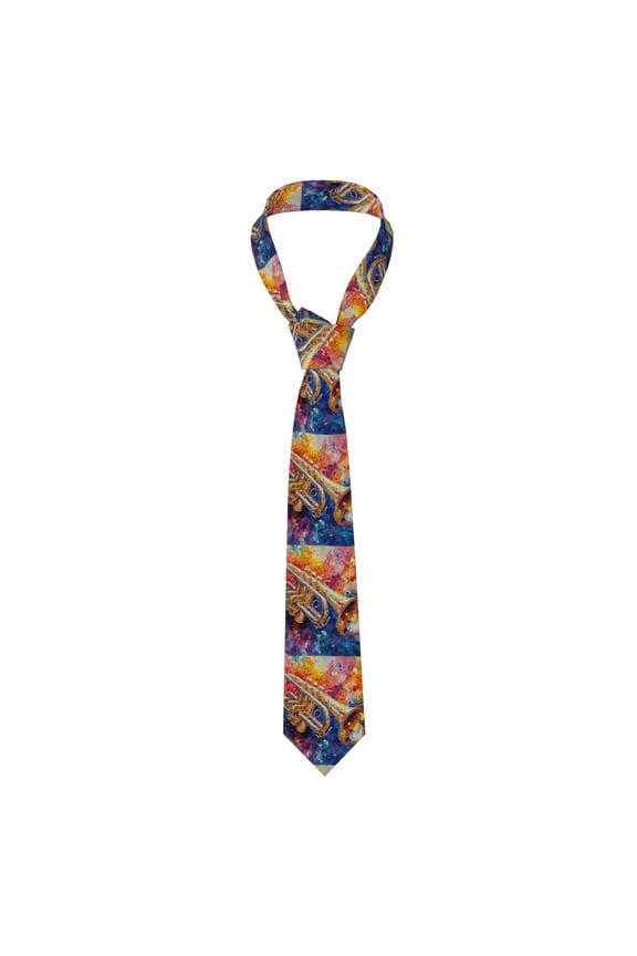 Trombone Musical Instruments Painting Men's Formal Necktie Business Suit Accessory Ties for Weddings Banquets Office Gift