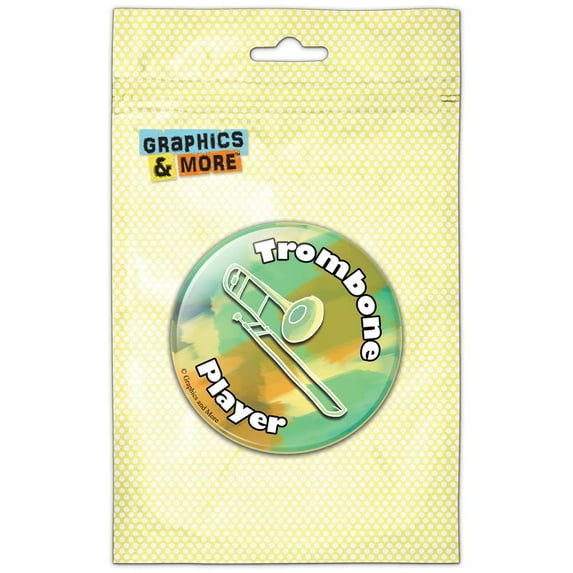 Trombone Player Band Instrument Brass Refrigerator Button Magnet