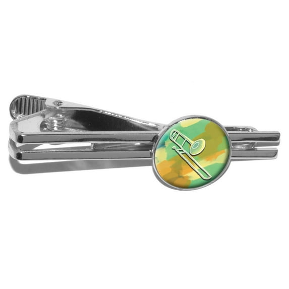 Trombone Player - Band Instrument Music Round Tie Clip