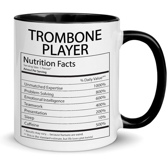 Trombone Player Mug Accent Coffee Cup Funny Gifts for Brass Musician Horn Player Employee Boss Manager Birthday Thank You Appreciation Christmas Valentine's Day 11 oz