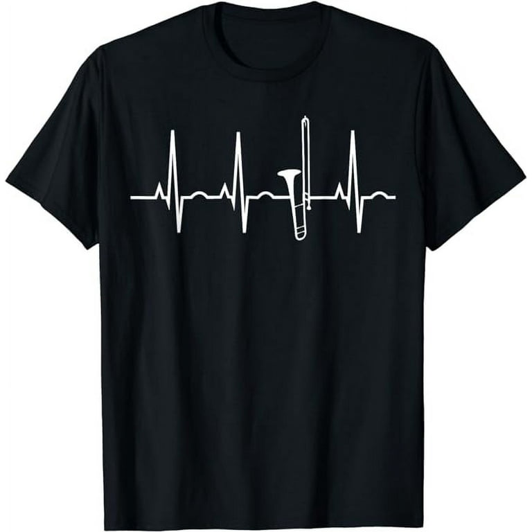 Trombone Player Shirt - Trombone Heartbeat T-Shirt Band Tee