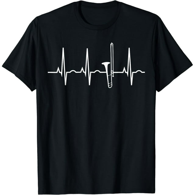 Trombone Player Shirt - Trombone Heartbeat T-Shirt Band Tee