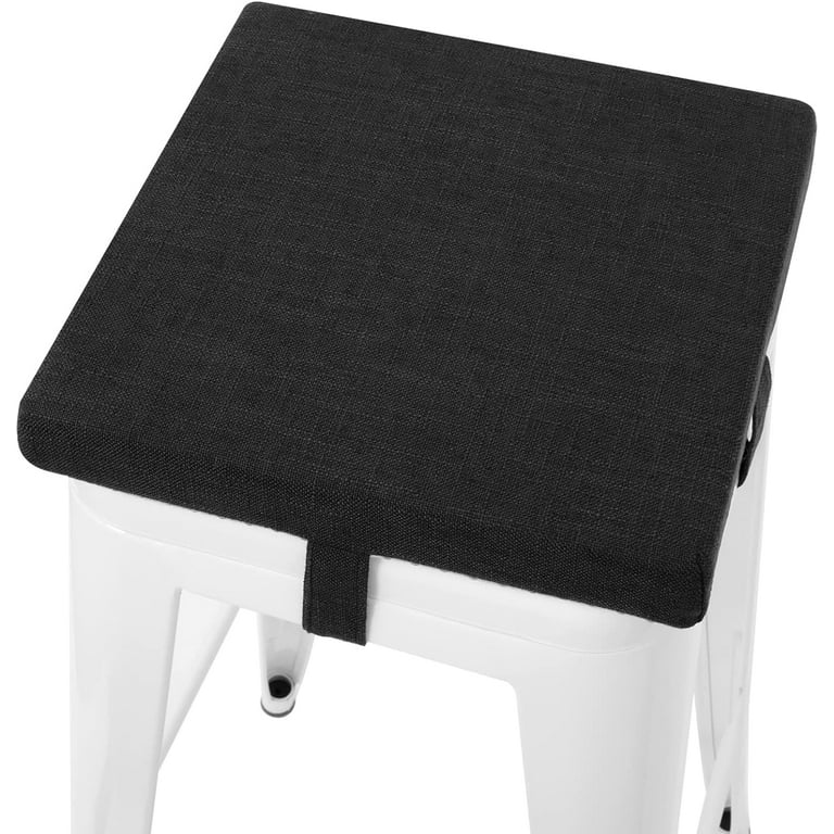 Tromlycs Bar Stool Cushion Square 12x12 Chair Seat Cushion Textured Barstool Pad with Ties 1 Piece 12 inches Black