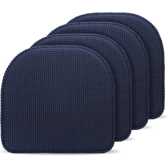Tromlycs Chair Cushions for Dining Chairs 4 Pack Kitchen Room Pads Seat Cushions Indoor Non Slip U Shaped 17 x 16 inch Navy Blue