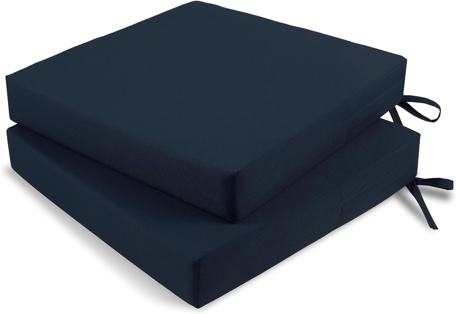 Navy Blue Foam Square Outdoor Dining Chair Cushions Set of 2