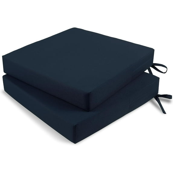 Tromlycs Outdoor Cushions for Patio Furniture Chair Cushions Set of 2 Seat 22x22 Inch Waterproof Outside Square with Ties Navy Blue