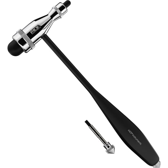 Tromner Neurological Reflex with Built-in Brush for cutaneous and Superficial responses - Light - HDP Handle - Free-Parts-for-Life & Lifetime Warranty - Black (MDF555P-11)
