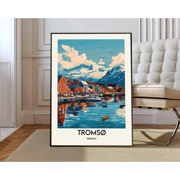 Tromso Norway Travel Poster Wall Art City Print, Unframed Paper Poster 8x10in